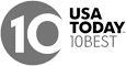 This image contains the logo for "USA TODAY 10BEST," with a large number 10 and the text "USA TODAY 10BEST" to the right of it.